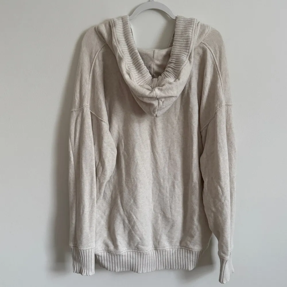 Aerie Down-To-Earth Henley Hoodie Size Medium Oatmeal Beige Oversized Sweater - Image 8