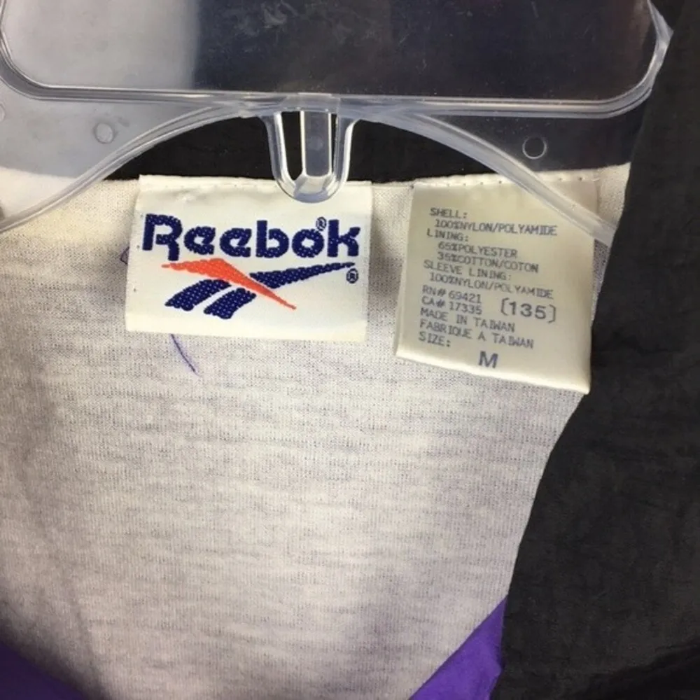 Reebok Vintage Purple & Black Nylon Windbreaker Zip Up Jacket M - Image 5