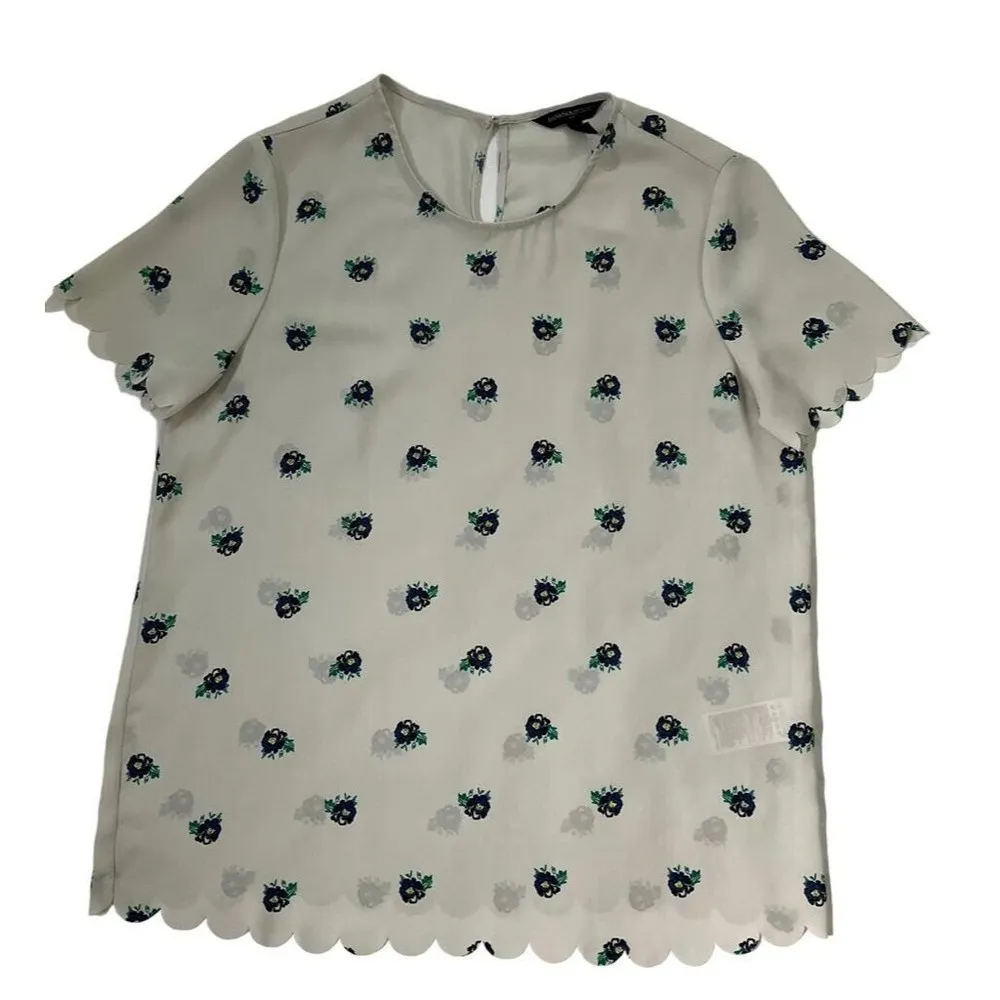 Banana Republic Women Size Small Floral Gray Shirt Blouse 27-132 - Image 3