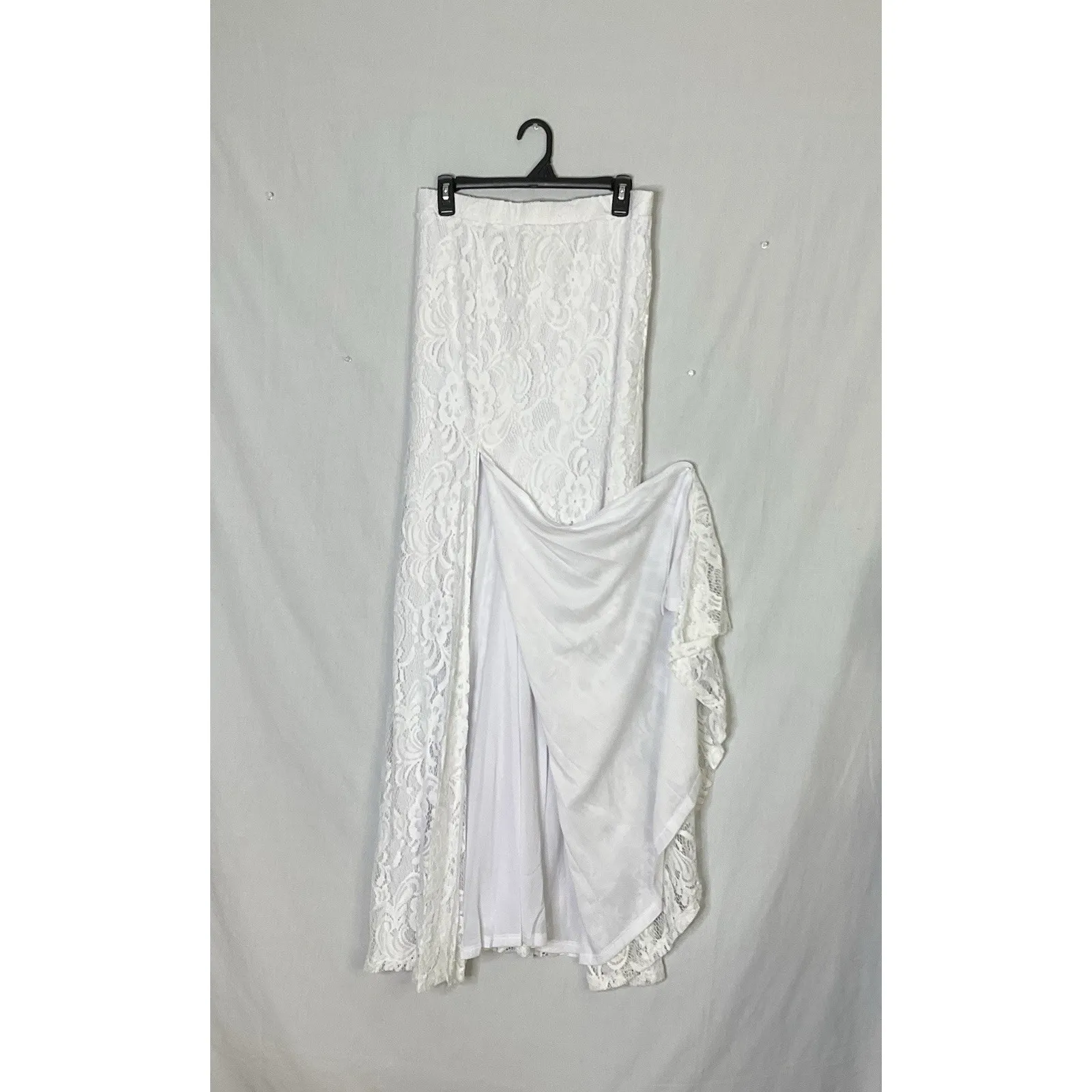 Vintage White Lace Maxi Skirt Boho Cottagecore‎ Fairycore Bridal Whimsy M Size M - Image 5