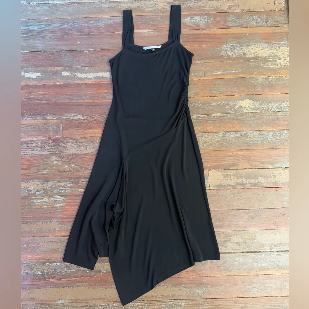 Diane Von Furstenberg Asymmetric Side Ruched Little Black Dress ~ Size 6 🧡🍄 - Image 6