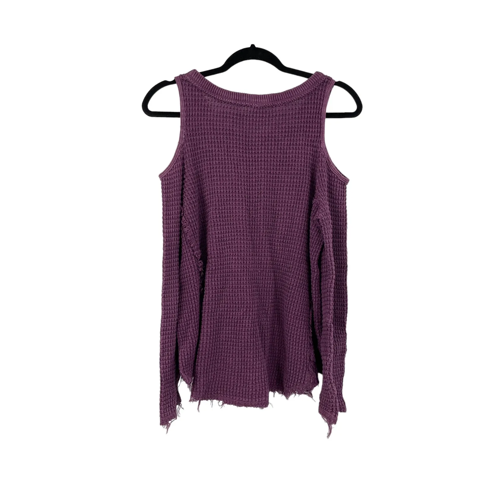 Free People Sweater Womens XS Sunrise Pullover Purple Cold Shoulder Thermal - Image 3