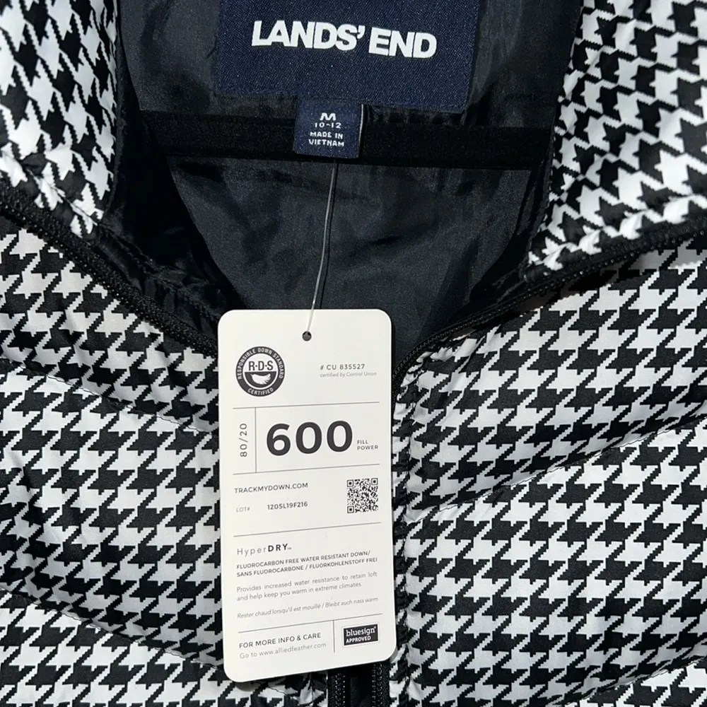 NWT Lands End quilted houndstooth puffer vest. Sz Medium - Image 12