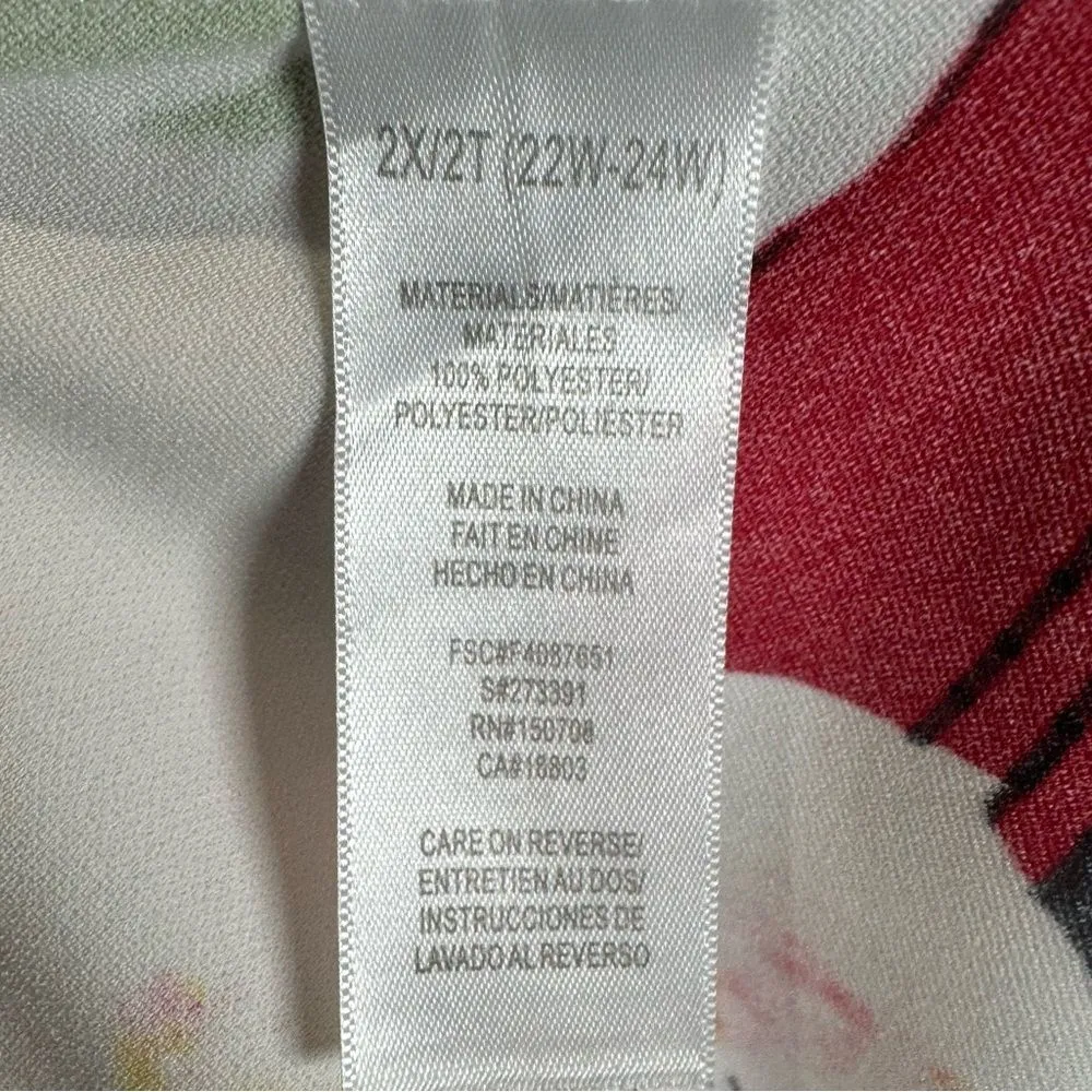 Signature Collection white artistic floral print dress size 2X - Image 5