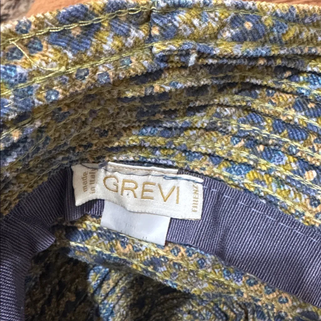 GREVI Italy Bucket Hat Woven Green blue Floral Ladies Layers Soft Flexible Sun - Image 6