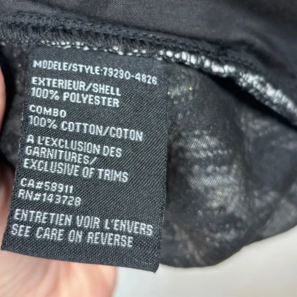 Tribal Jeans M Houndstooth Denim Combo Shirt Jacket Black White Faux Leather Size M - Image 9