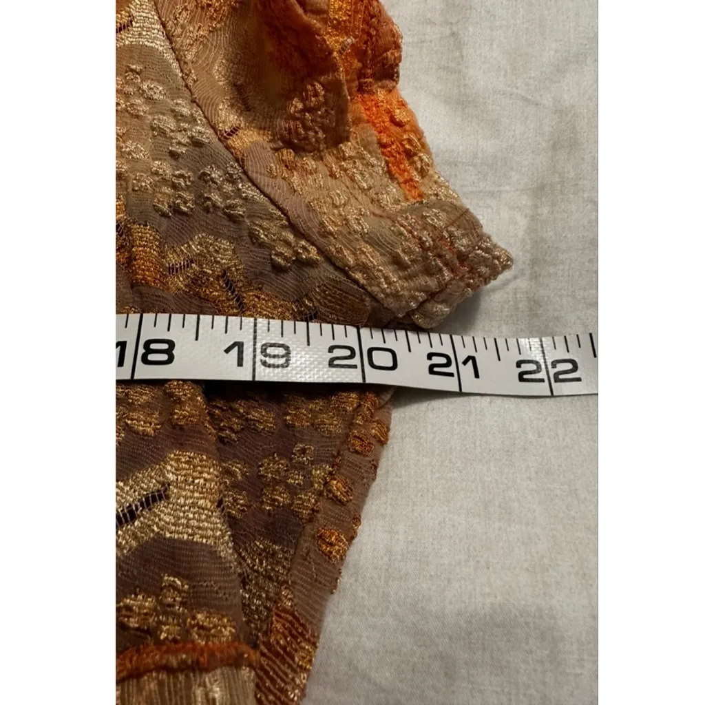 Women's Elementz Orange Brown Textured Short Sleeve Tee L - Image 4