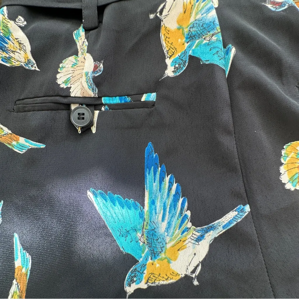 NWT Zara birds print black belted paperbag shorts XS - Image 14