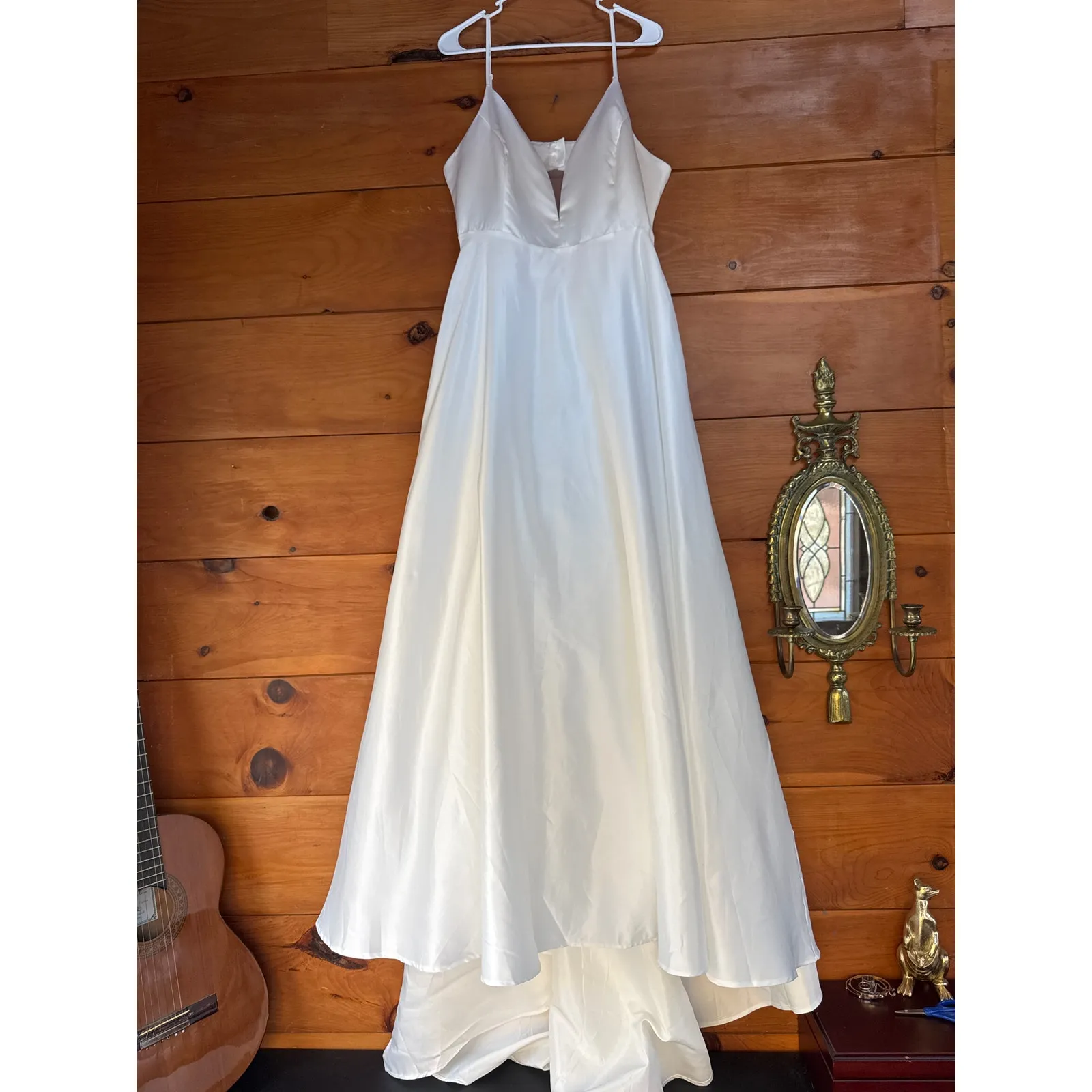 NWT Lulus Exceptional Passion White Satin Cutout Maxi Dress Bridal Gown Bride S - Image 3