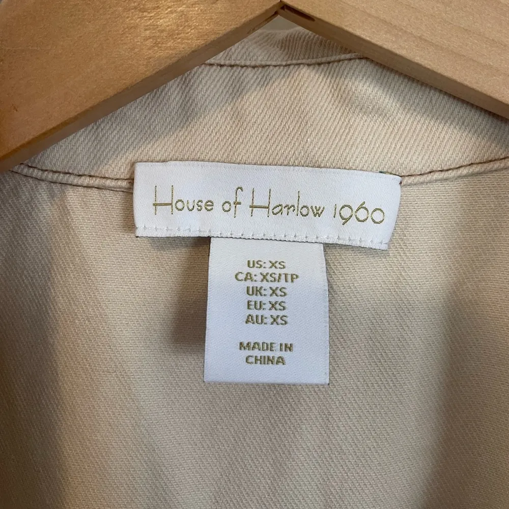 House of Harlow 1960 Cream Denim Maxi Dress XS Collar Vest Ivory Button Down White - Image 6