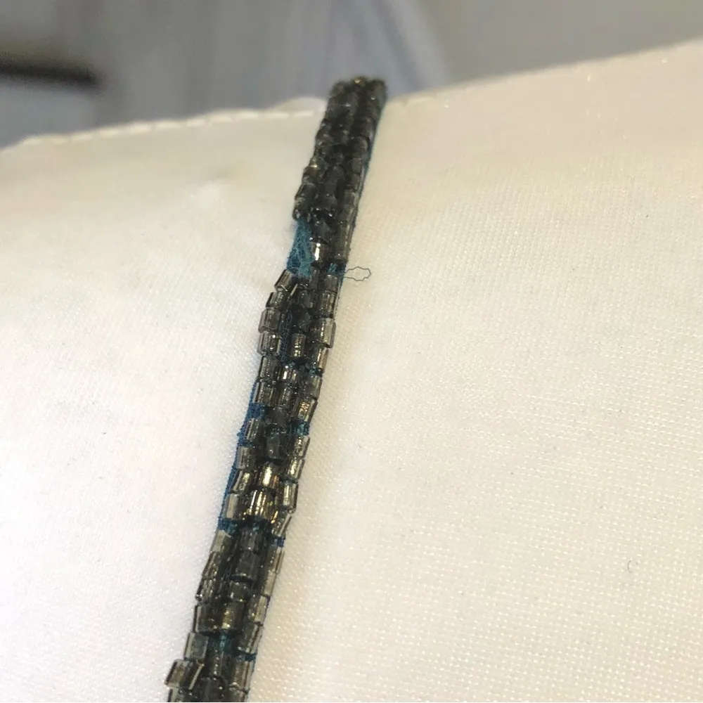 KAREN MILLEN Beaded Fit and Flare Silk Dress Sz 10 - Image 9