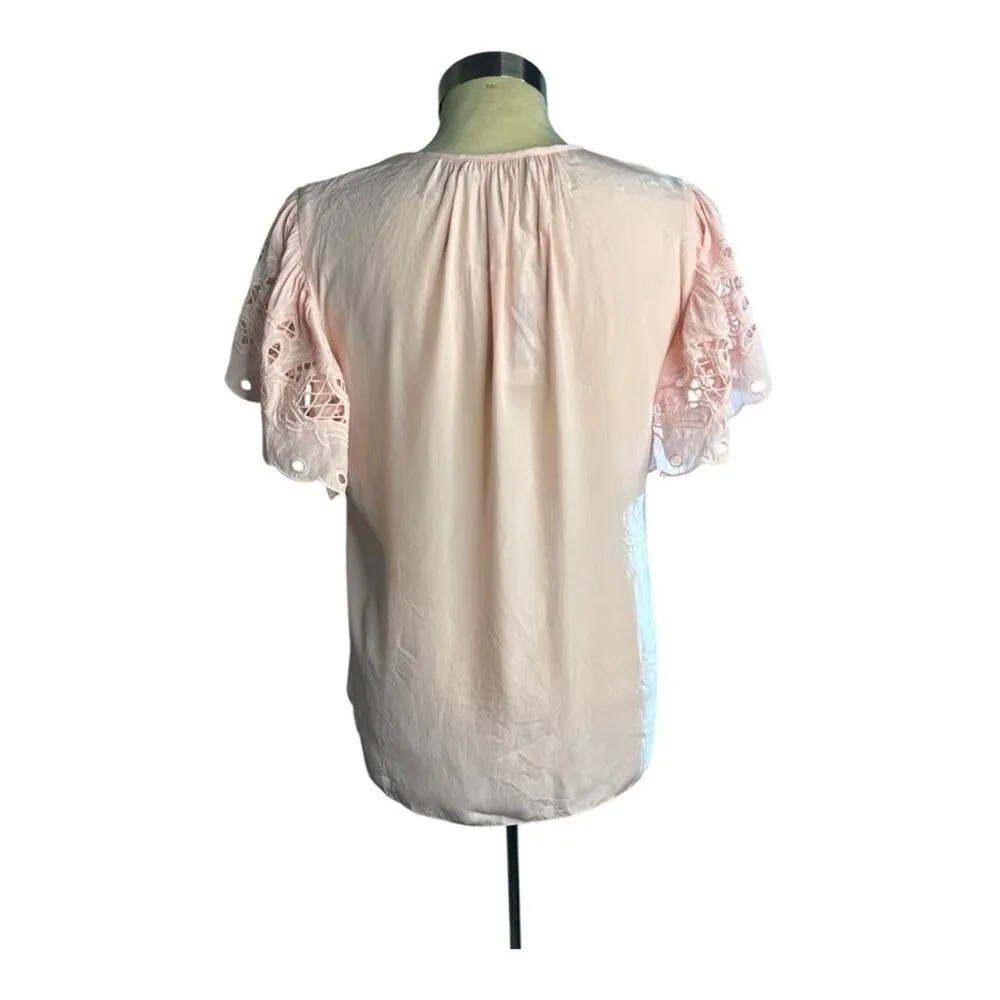 Ramy Brook Pink V-Neck Flowy Short Sleets Top - Image 5