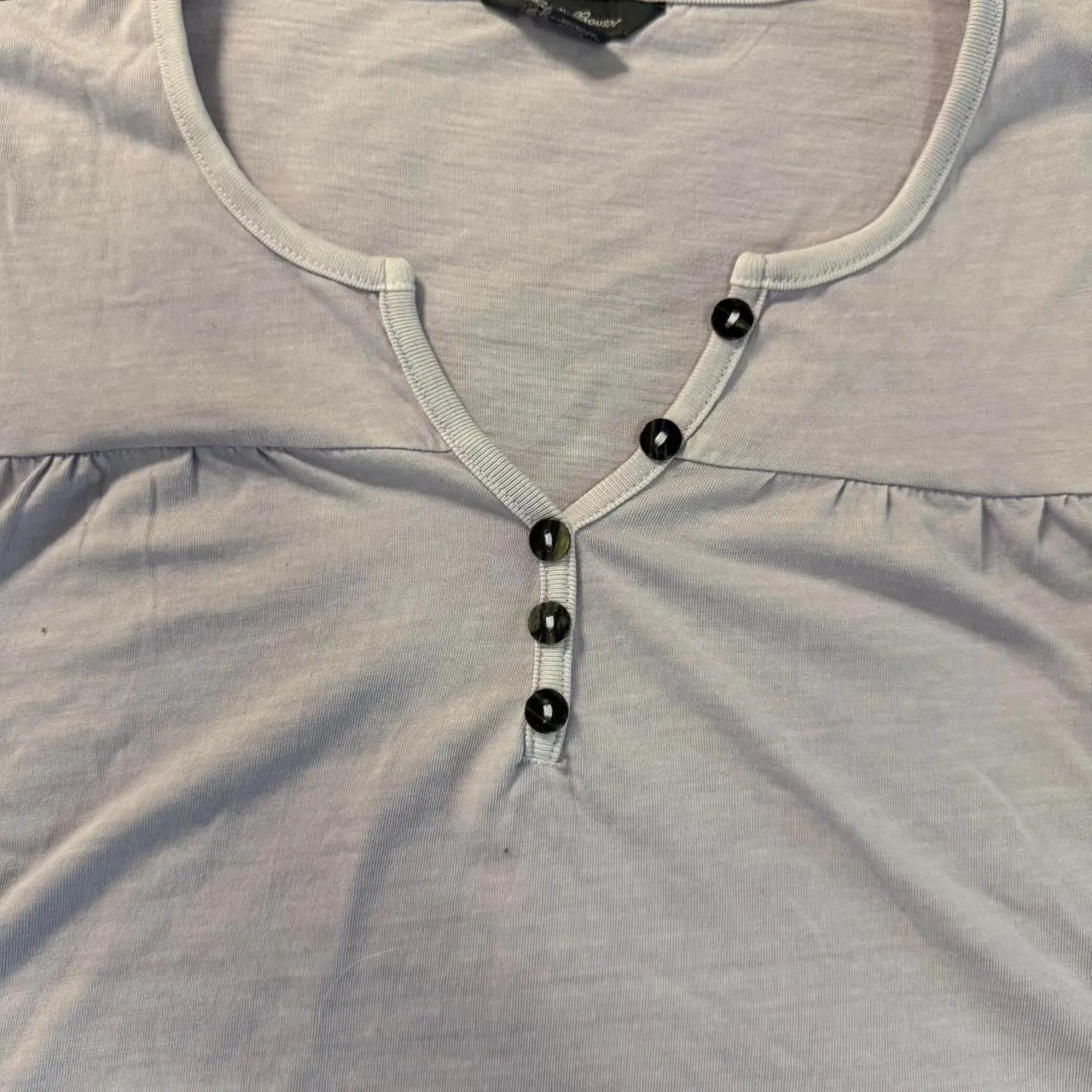 Eddie Bauer S Lavender Cap Sleeve Henley Button Front Top Stretch Cotton Blend - Image 2