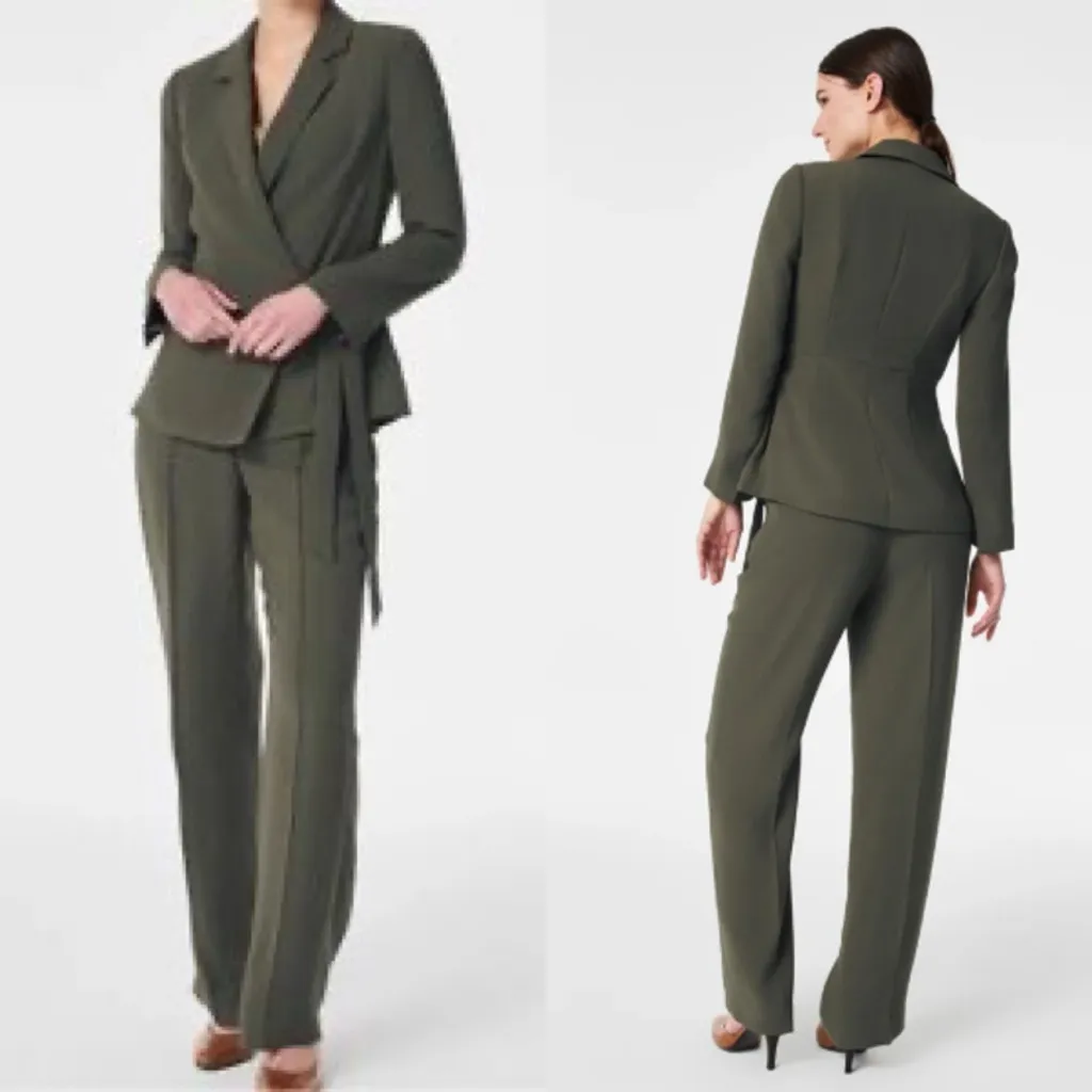Spanx‎ Crepe Wrap Blazer In Midnight Olive XL NWT - Image 2