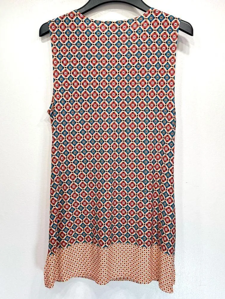 Roz & Ali Sleeveless Mixed Geo Print Keyhole Neckline Tunic Top Size Medium - Image 2