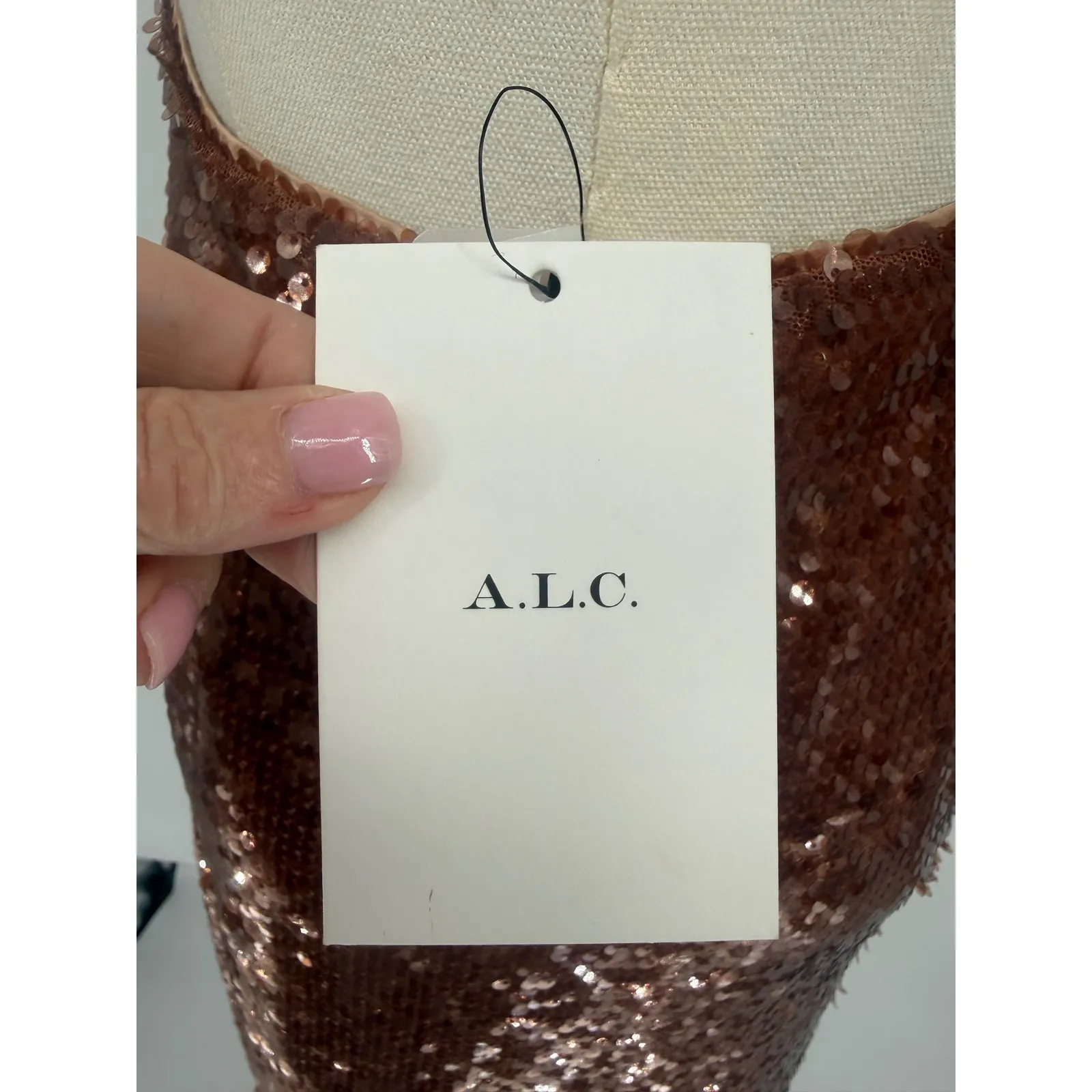 A.L.C. Gisele Corset Sequin Midi Dress | Brown | Size 2 | NWT - Image 11