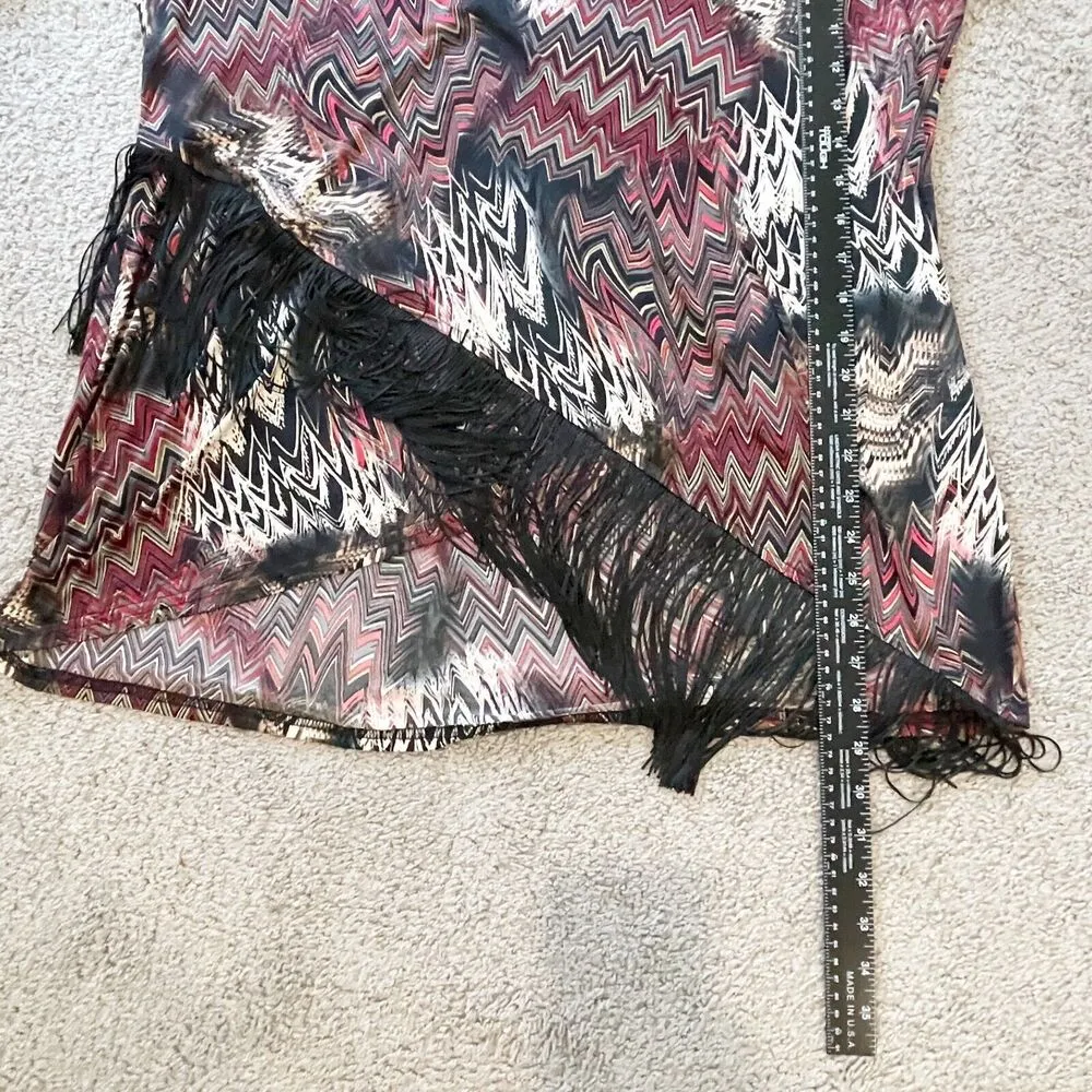 NWT Michael Tyler Shirt Womens XXL Black Asymmetrical Fringe Tiered Office Travel - Image 10