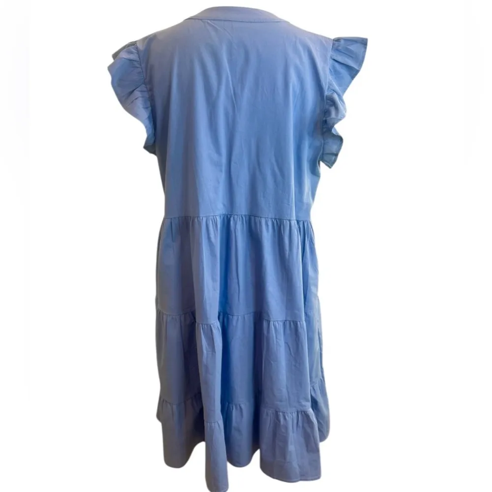 Women’s Tiered Ruffled Cap Sleeve Blue Dress New without tags XL (fits smaller) Size undefined - Image 2