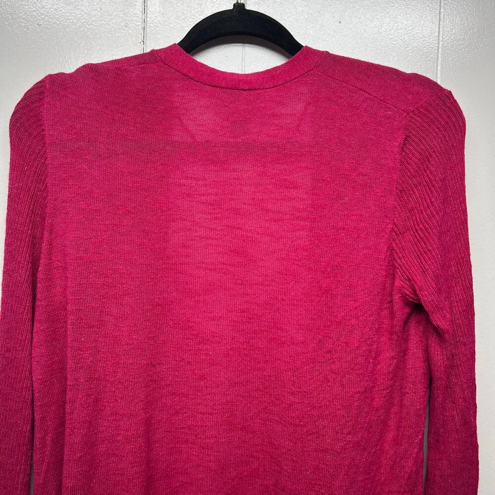 LOFT Silk Ramie Blend Long Sleeve Open Front Women's Pink Cardigan Size Medium - Image 7