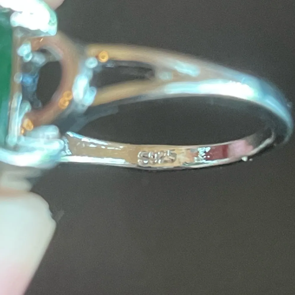 S925 silver green jade ring size 6.5 - Image 7