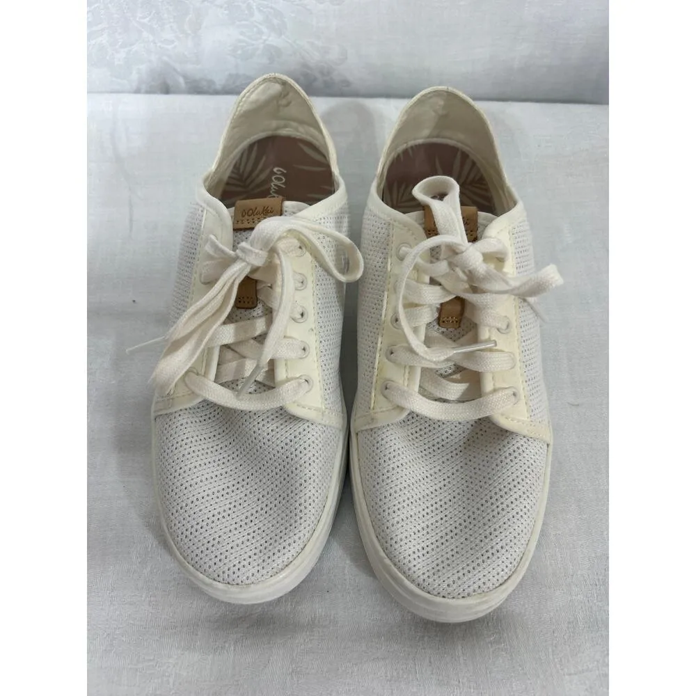 OluKai Sneakers W9 White Pehuea Li Lace Up Mesh Low Top Casual Comfort Size 9 - Image 2