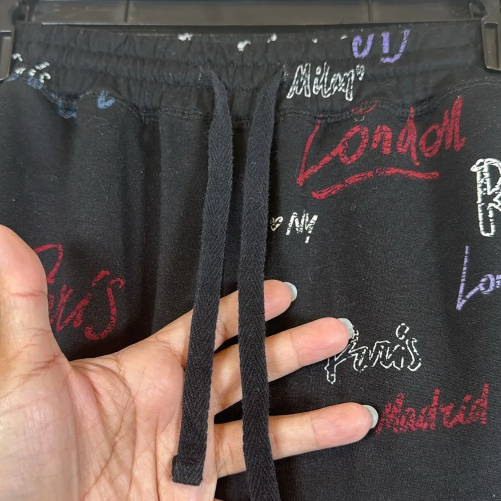 LuLaRoe Rise Collection - Infinite Joggers - Black Paris London Rome Size XS EUC - Image 6