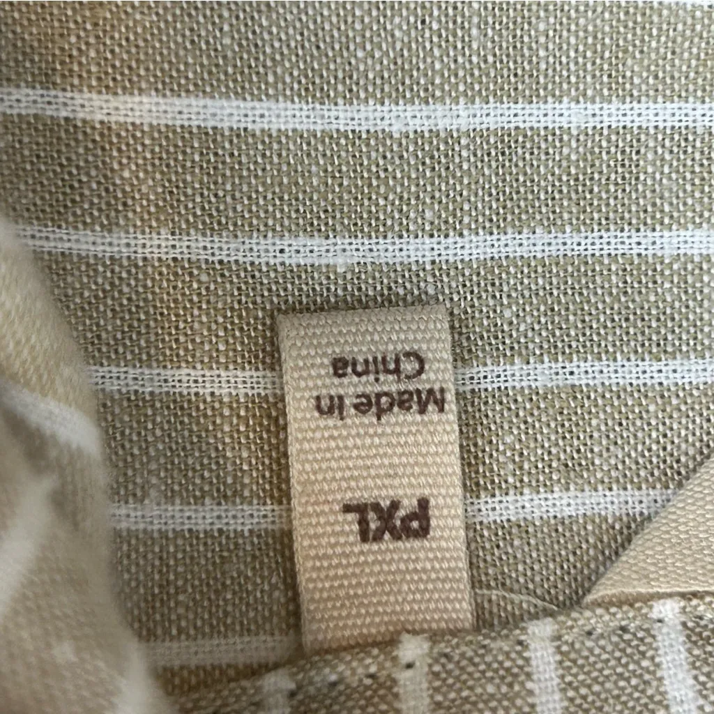 Soft Surroundings Chasia Dress Tan White Stripe Cotton Hemp Blend - Size XLP - Image 10