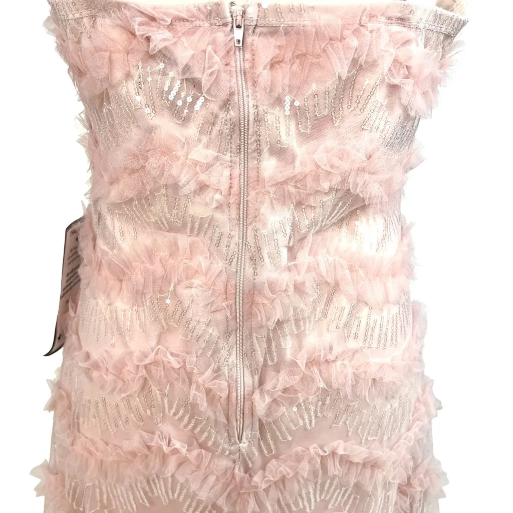Speechless Blush Pink Cocktail Mini Dress L Party Prom Hoco Sequin Tulle Layered - Image 6