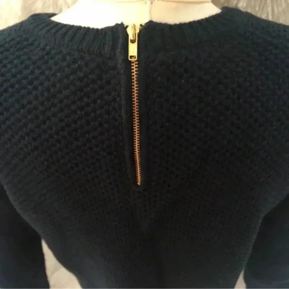 J. Crew Women’s Navy White Faux Layered Sweater Shirt 100% Wool Size Small S - Image 4