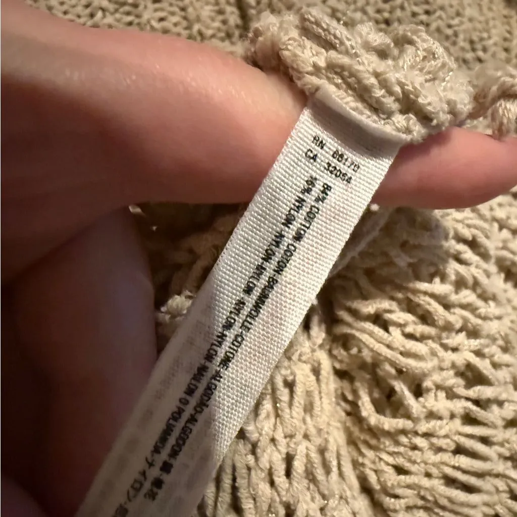 Free People Beach Beige Chunky Open Knit Short Sleeve Coverup Dress‎ Sz XS - Image 8