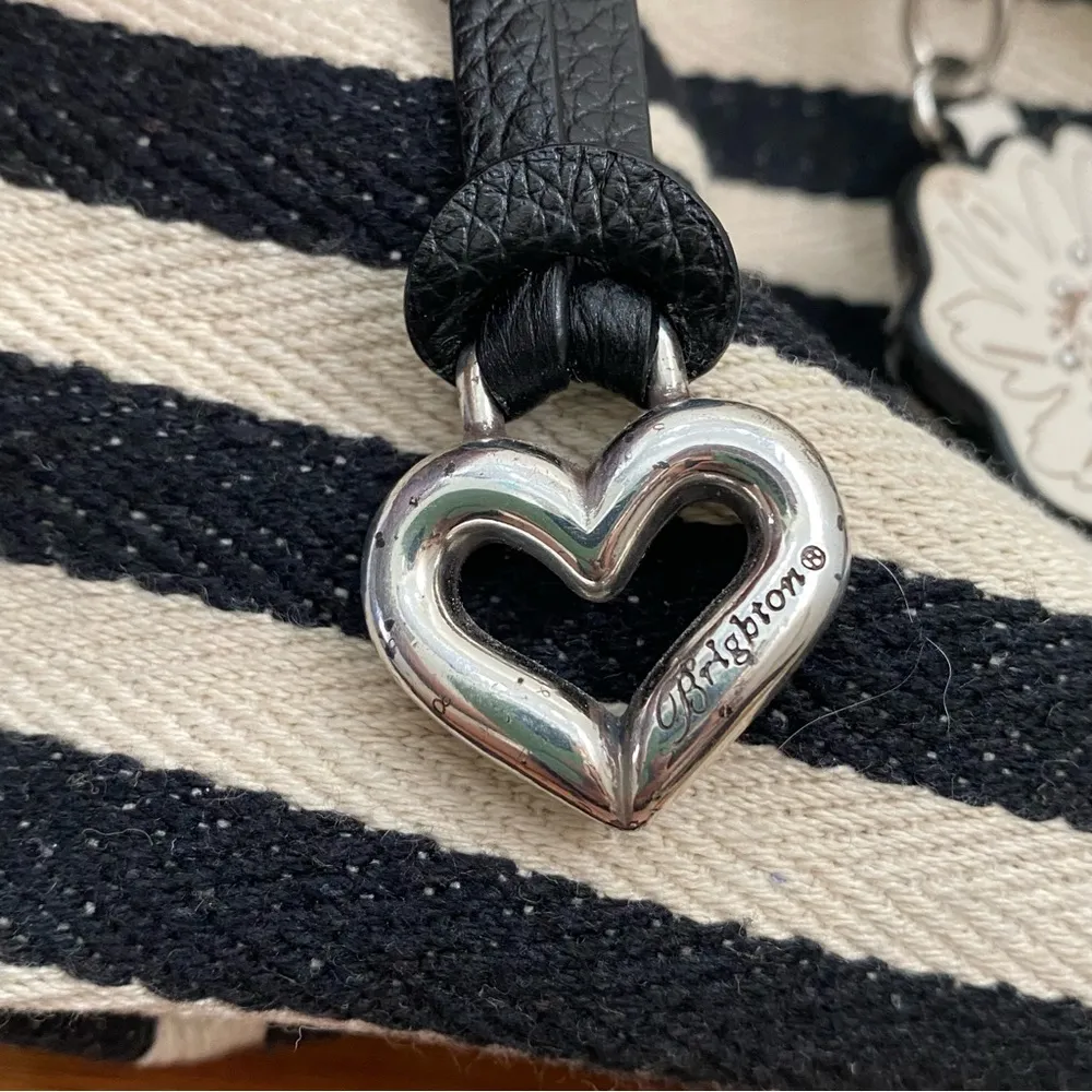 Retired BRIGHTON Sea Side Surf Black/White Striped Drawstring Shoulder Bag - Image 15