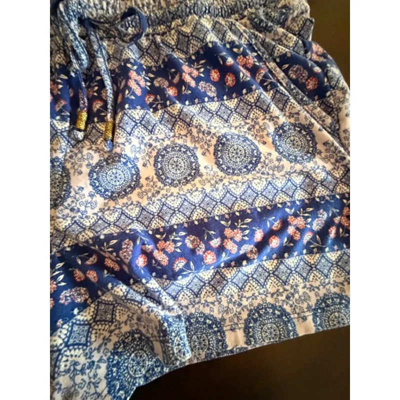 Pink Rose Boho Print Lounge Shorts – Women’s Large - Image 3