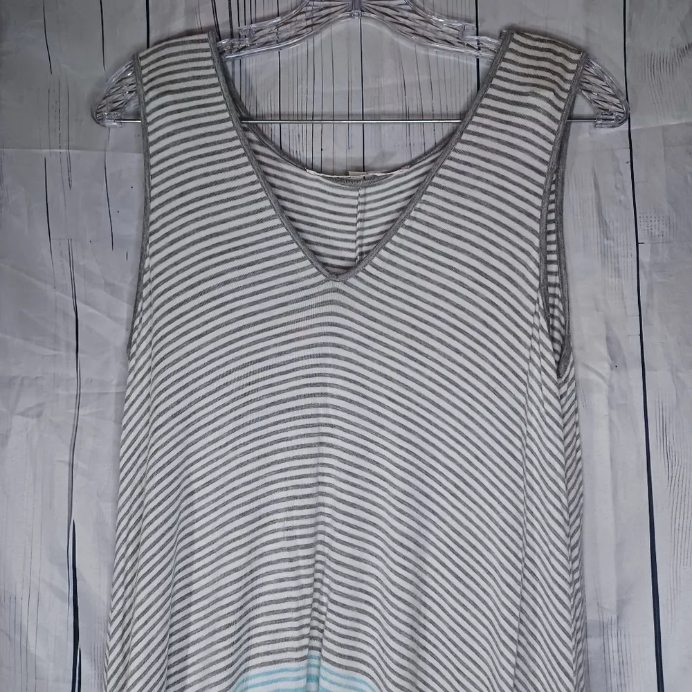 Max Studio Striped Sleeveless Top - Gray and Blue - Image 3