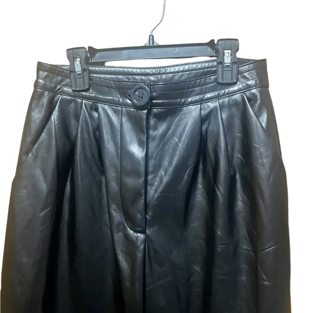 Princess Polly Love Club Black Faux Vegan Leather Straight Pants Size 4 - Image 5