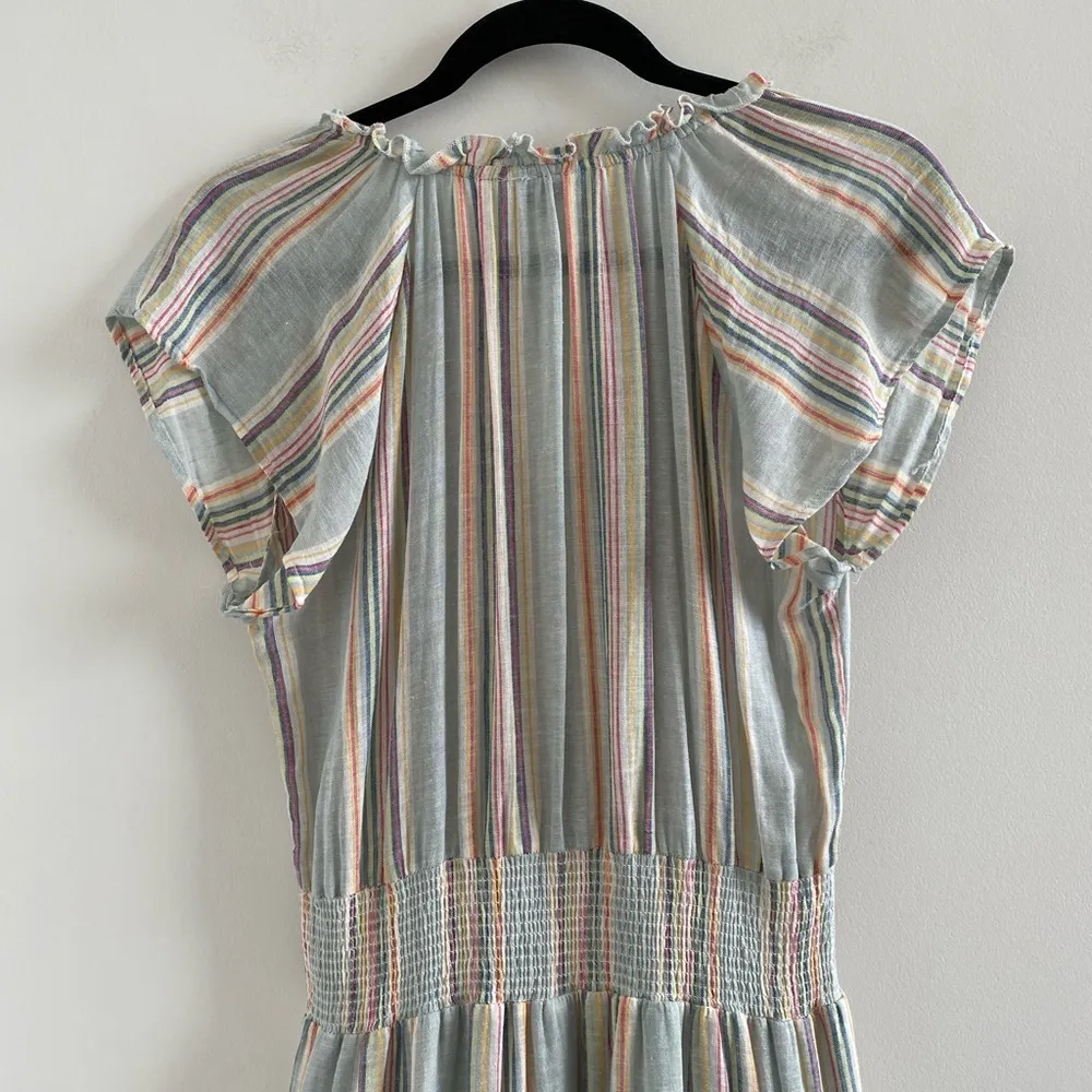 Rails Amellia Sag Harbour Stripe Linen Blend Tiered Midi Dress Size XS - Image 9