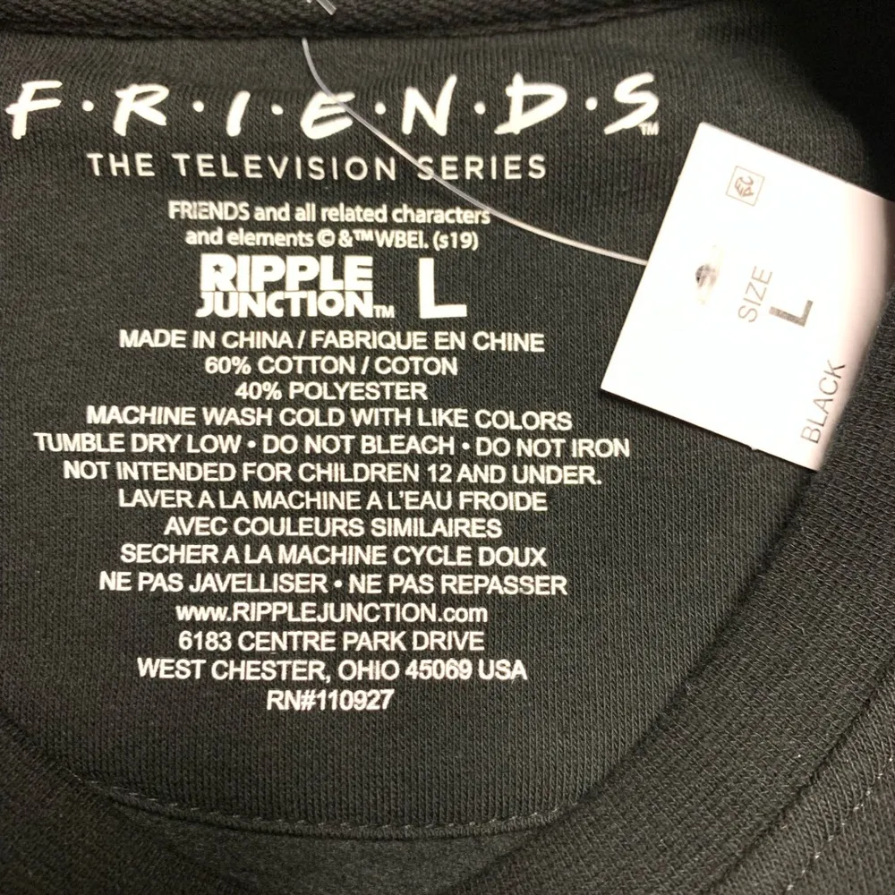 NEW Ripple Junction FRIENDS Juniors Sweatshirt size L Black - Image 3