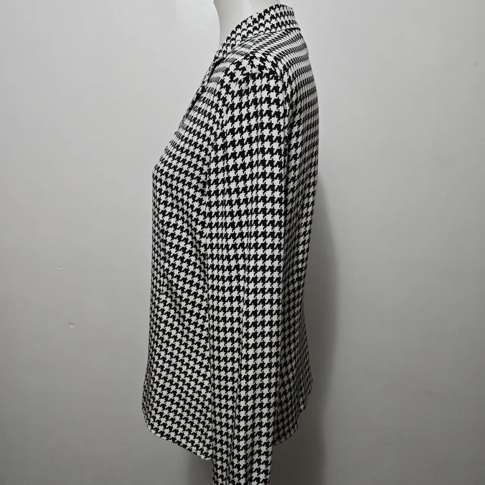 Vintage Casual Corner 90s Black & White Houndstooth Silk Button Down Size 10 - Image 2