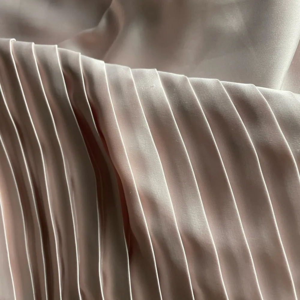 Vintage Gunne Sax Scott McClintock wedding dress silky slip dress midi pleats Size 10 - Image 3