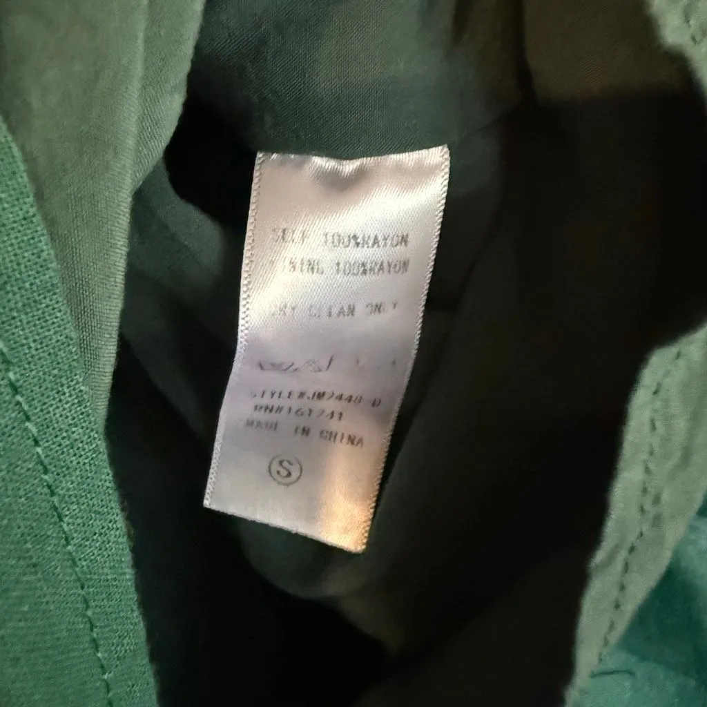 J. Marie green Ginny embroidered ruffle sleeve dress small - Image 5