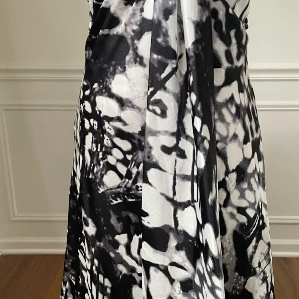 Deb Black White Satin Gown Animal Print Dress Satin Mob Wife 3 4 - Image 5