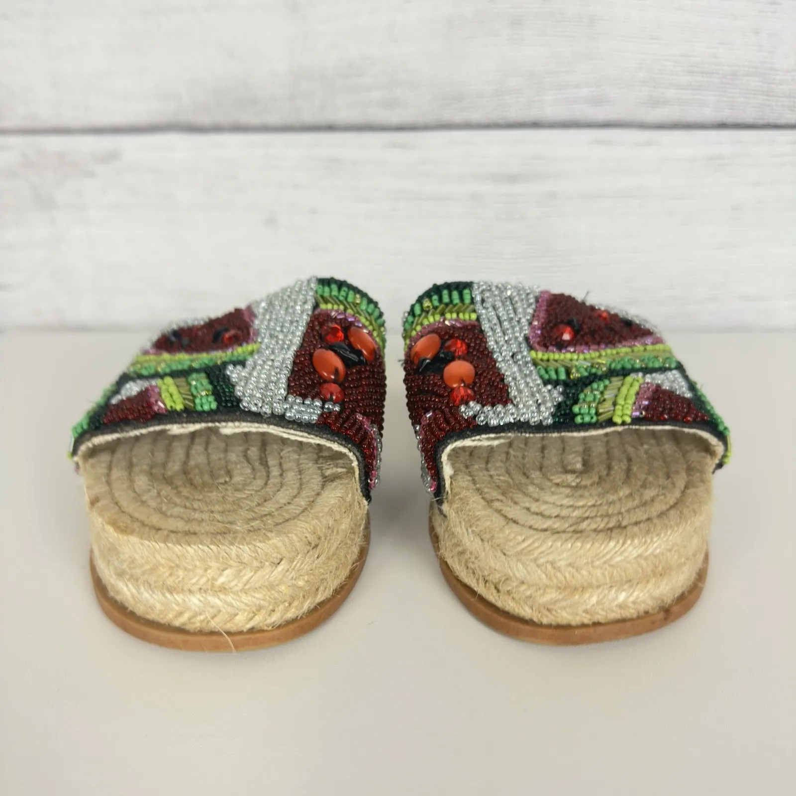 ZARA Beaded Watermelon Espadrille‎ Bohemian Sandals Sz 35/US 5 Colorful Summer - Image 4