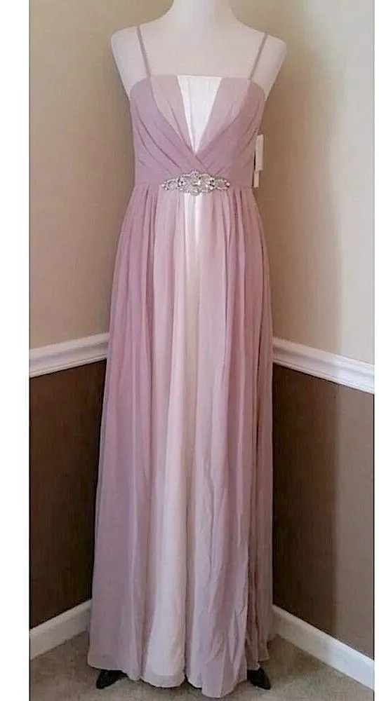 Mauve Ivory TriColor Ombre Chiffon Elegant Formal Eliza J Maxi Gown ModCloth - Image 2