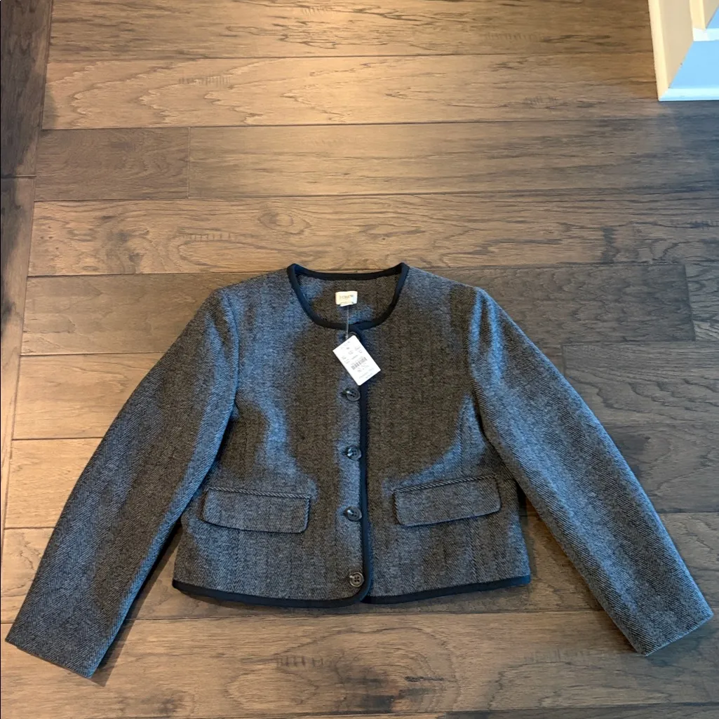 New With Tags JCrew Factory Petite Wool Blend Lady Jacket Sz 8P Black - Image 6