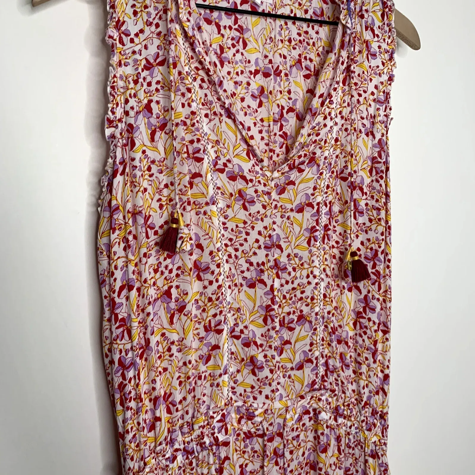 POUPETTE ST BARTH Clara Mini Dress Floral Cotton Jonquille Womens Large - Image 7