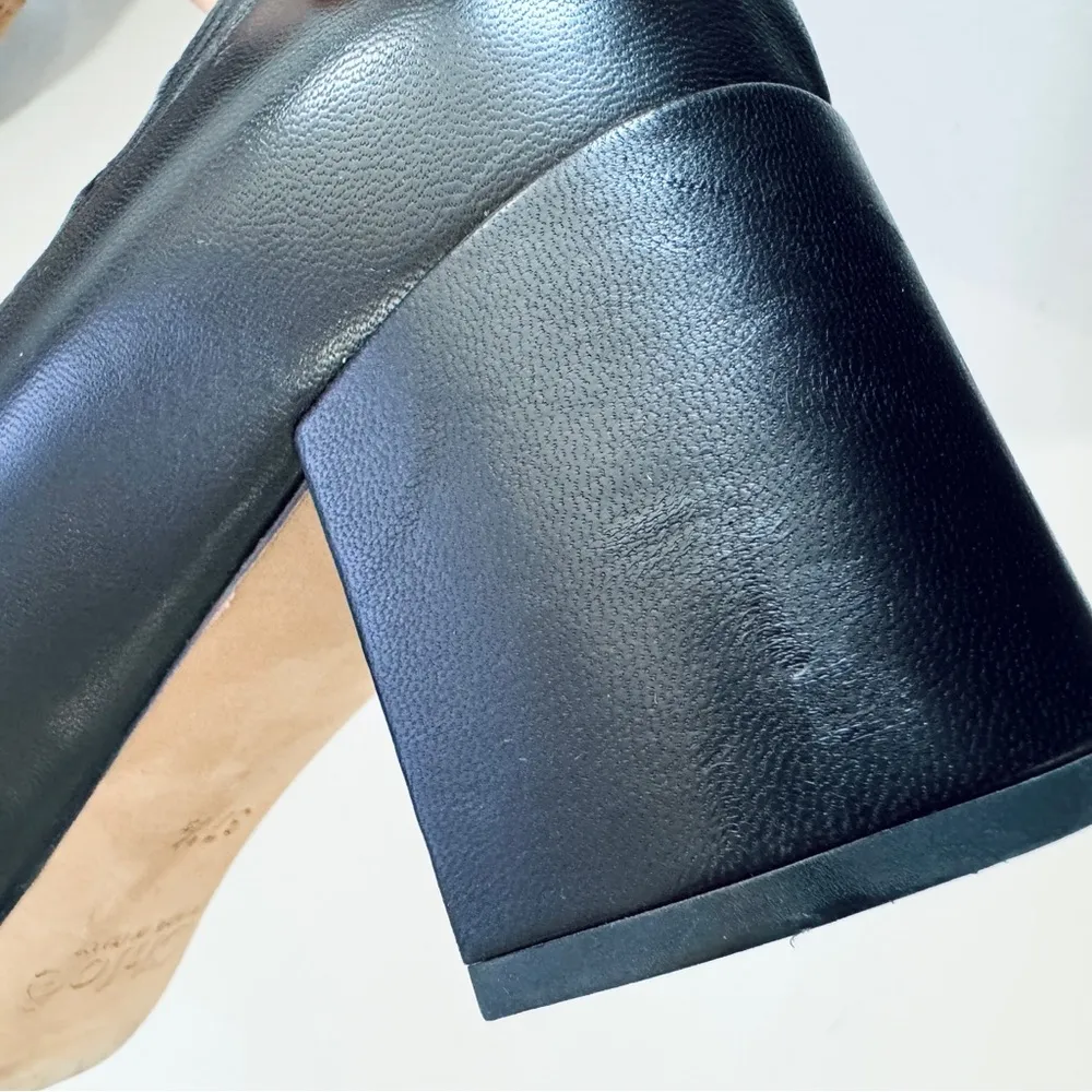 CHLOE black leather scalloped low heel pumps shoes Euro size 37 1/2 EUC - Image 6