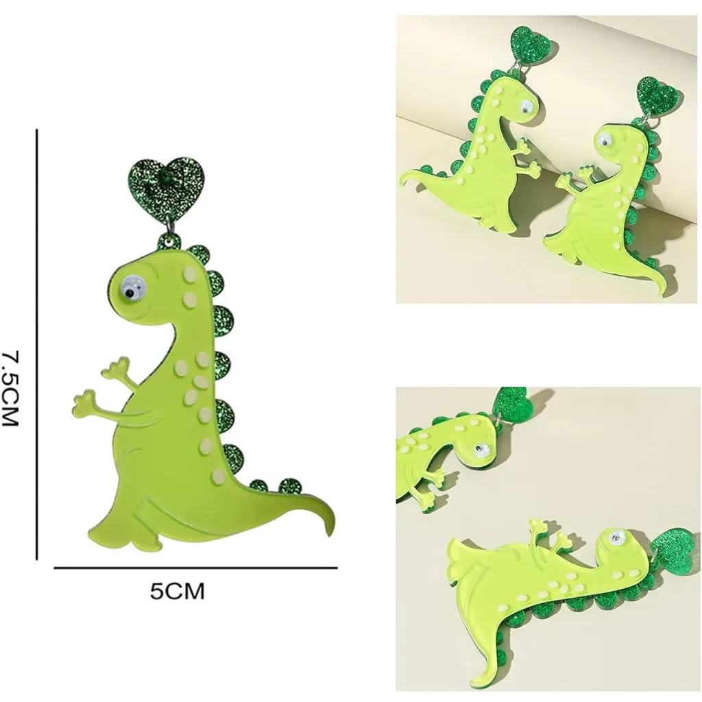 GREEN DINOSAUR EARRINGS - Image 5