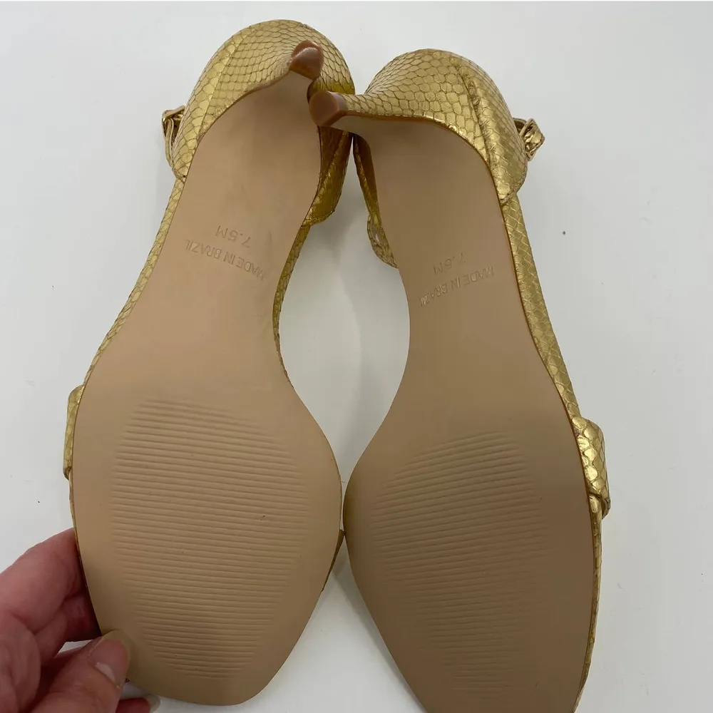 Lilly Pulitzer Natalie Sandals Ankle Strap Gold Metallic Genuine Leather 7.5M - Image 7