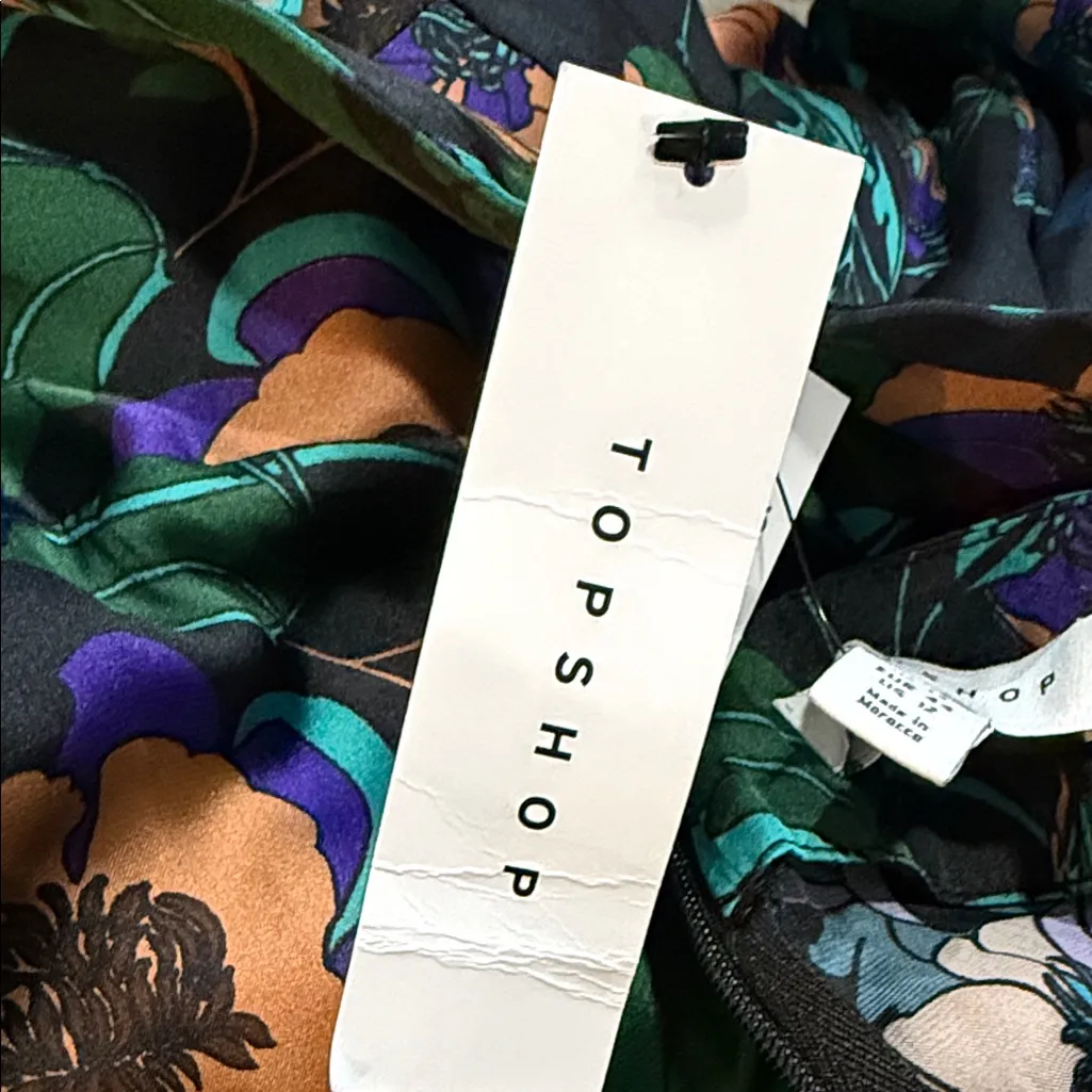 TOPSHOP 70s Floral Print Wide Leg Jumpsuit In Multicolor size 14 - Image 10