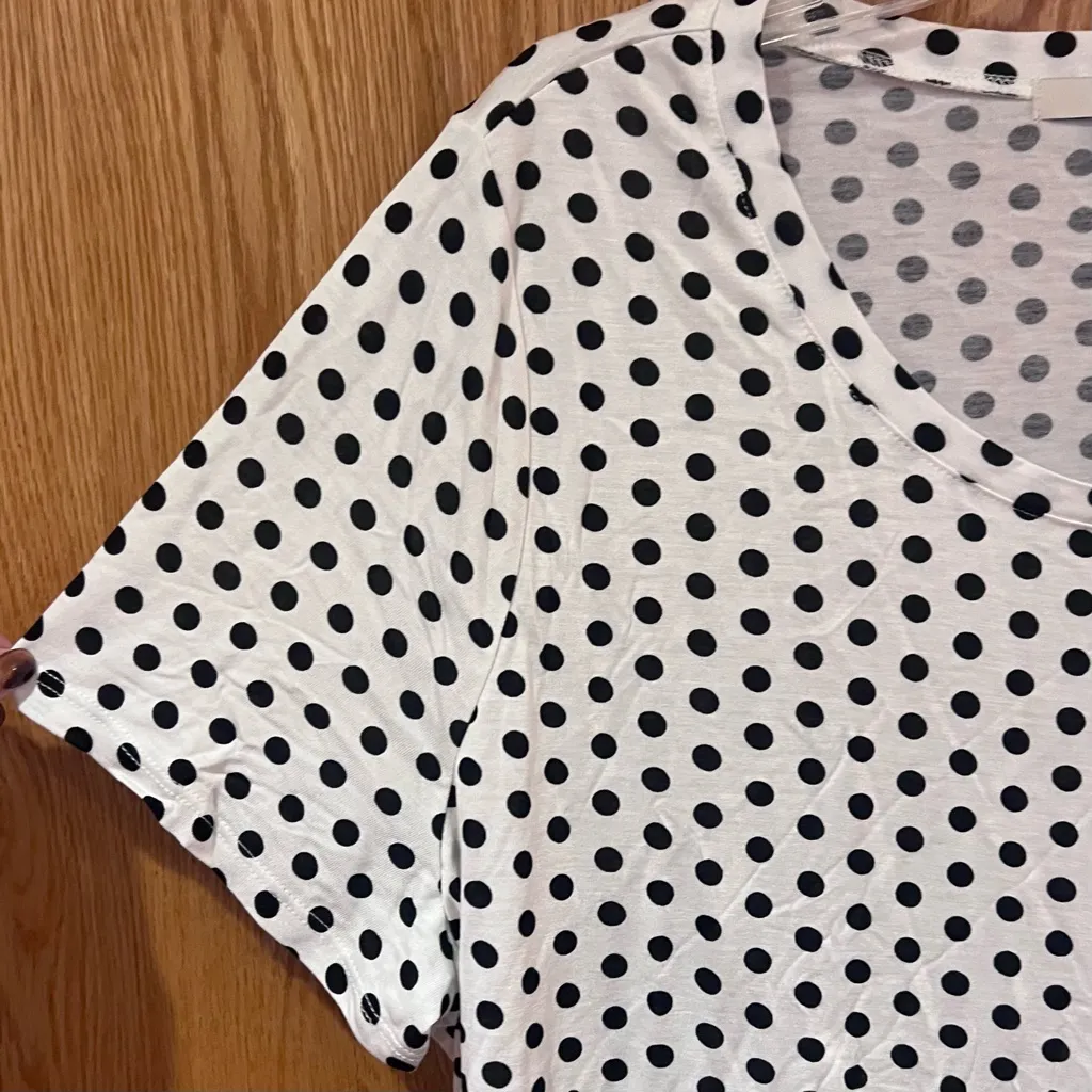 Sejour‎ by Nordstrom White & Black Polka Dot Print Nina Sleep Shirt Plus Size 1X - Image 3
