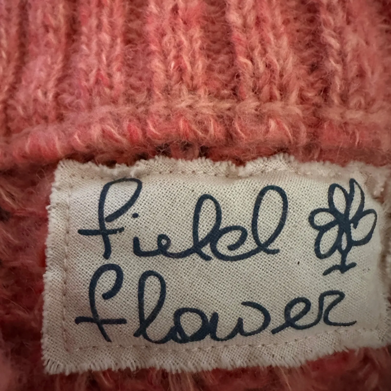 Field Flower Orange Textured Knit Mock Neck Sweater Women L Hygge Cottagecore Size L - Image 4